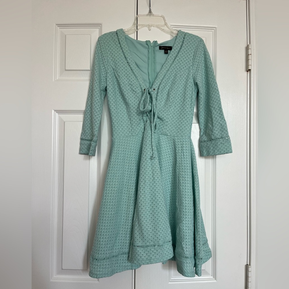 Mint Light Green Smocked Fit and Flare Dress